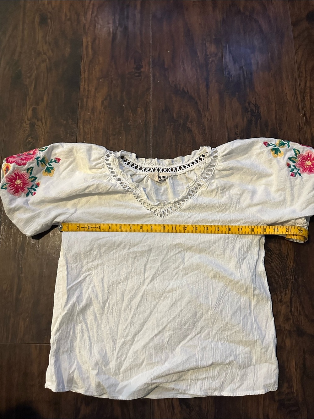 Savanna Jane White Peasant Blouse with Pink & Yellow Floral Embroidery - Picture 3 of 3
